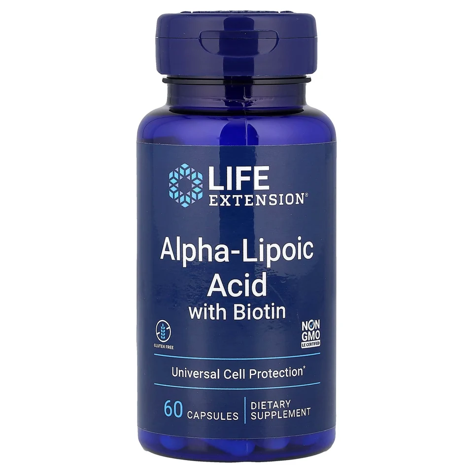 Альфа-липоевая кислота Life Extension Alpha-Lipoic Acid with Biotin, 60 капсул