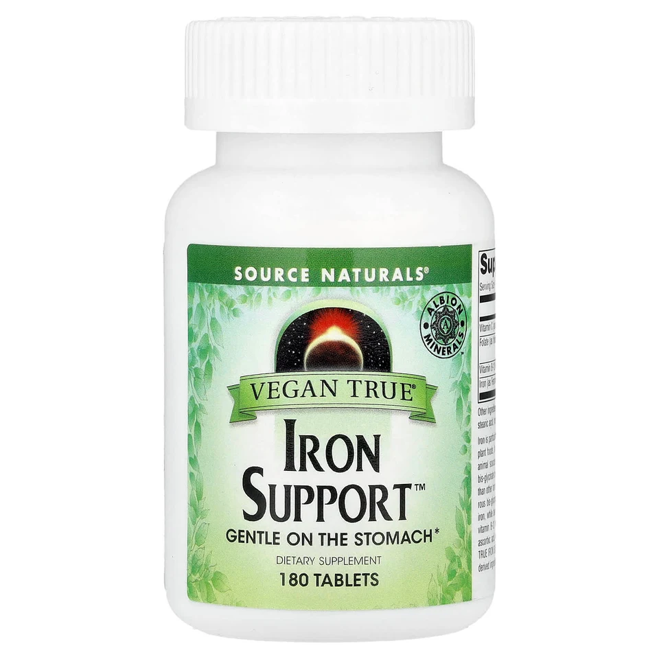 Железо Source Naturals Vegan True® Support™, 180 таблеток