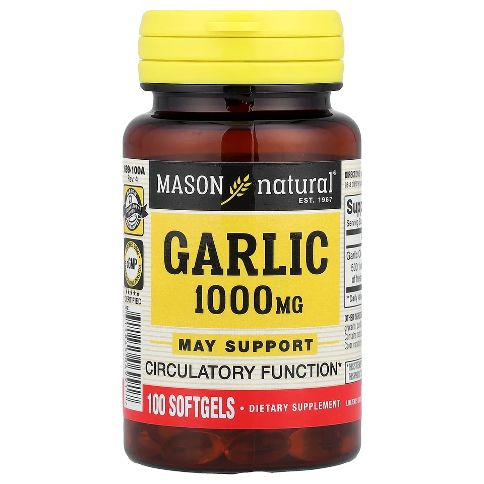 Чеснок Mason Natural, 1,000 мг, 100 мягких капсул