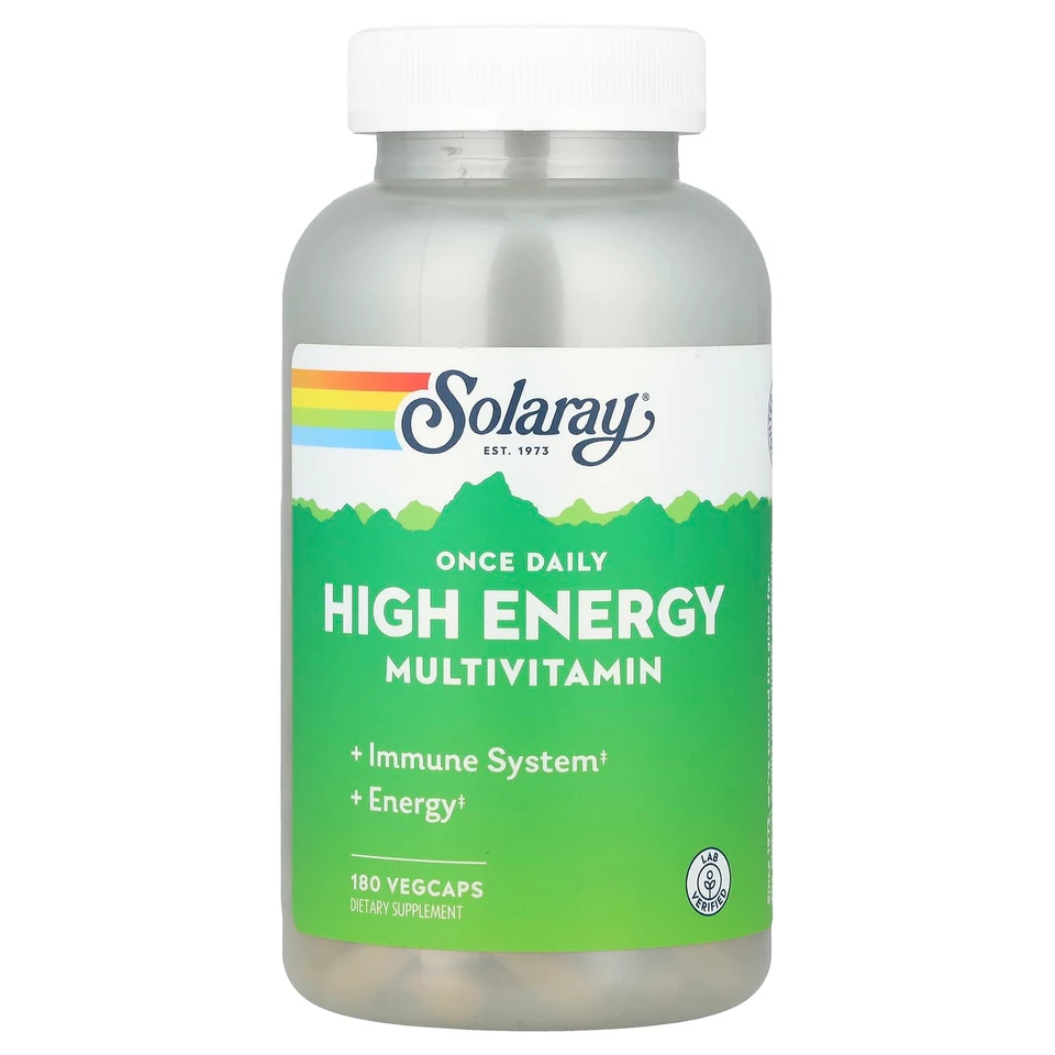 Мультивитамины Solaray Once Daily High Energy, 180 растительных капсул