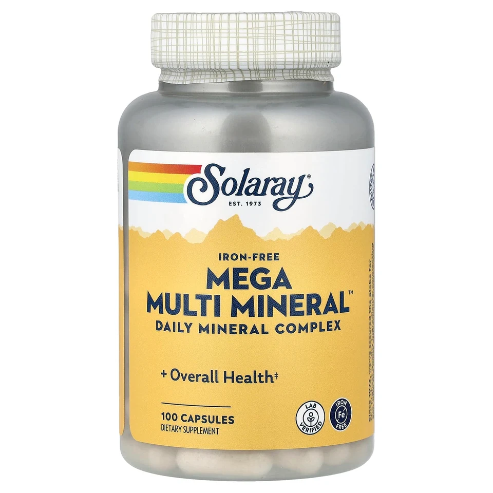 Минерал Solaray Mega Multi Iron Free, 100 капсул