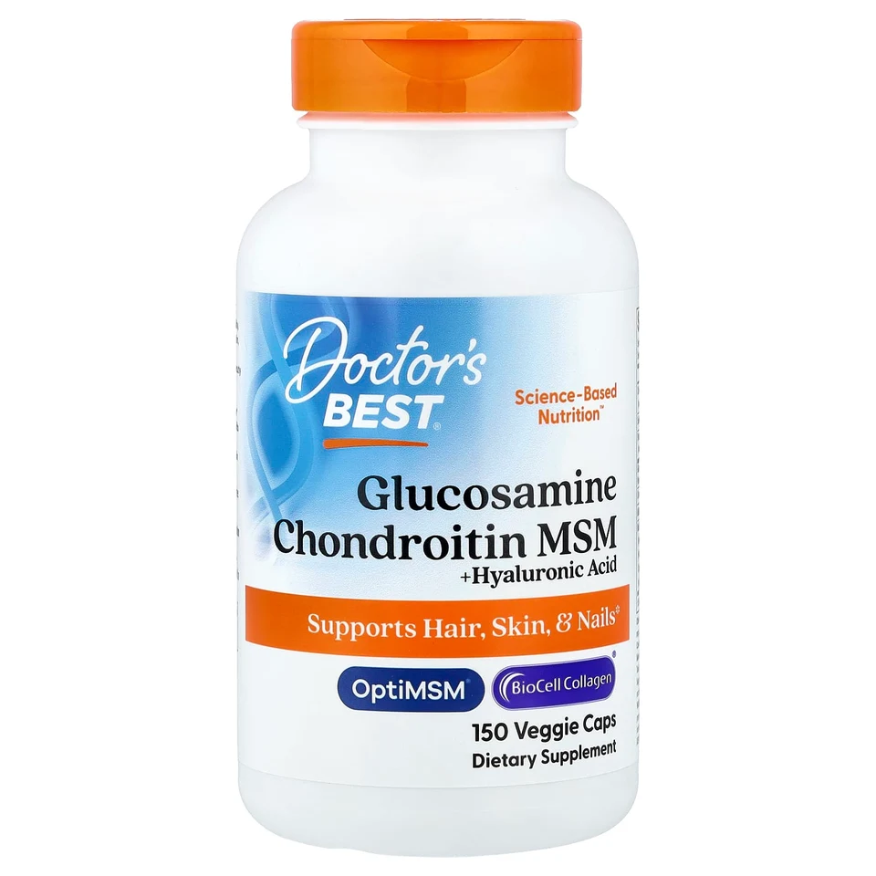 Гиалуроновая кислота Doctor's Best Glucosamine Chondroitin MSM , 150 растительных капсул