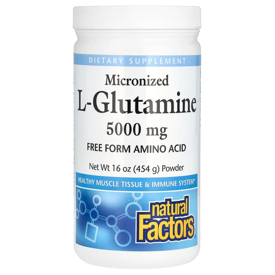 L-глютамин Natural Factors Micronized L-Glutamine, 454 г, порошок