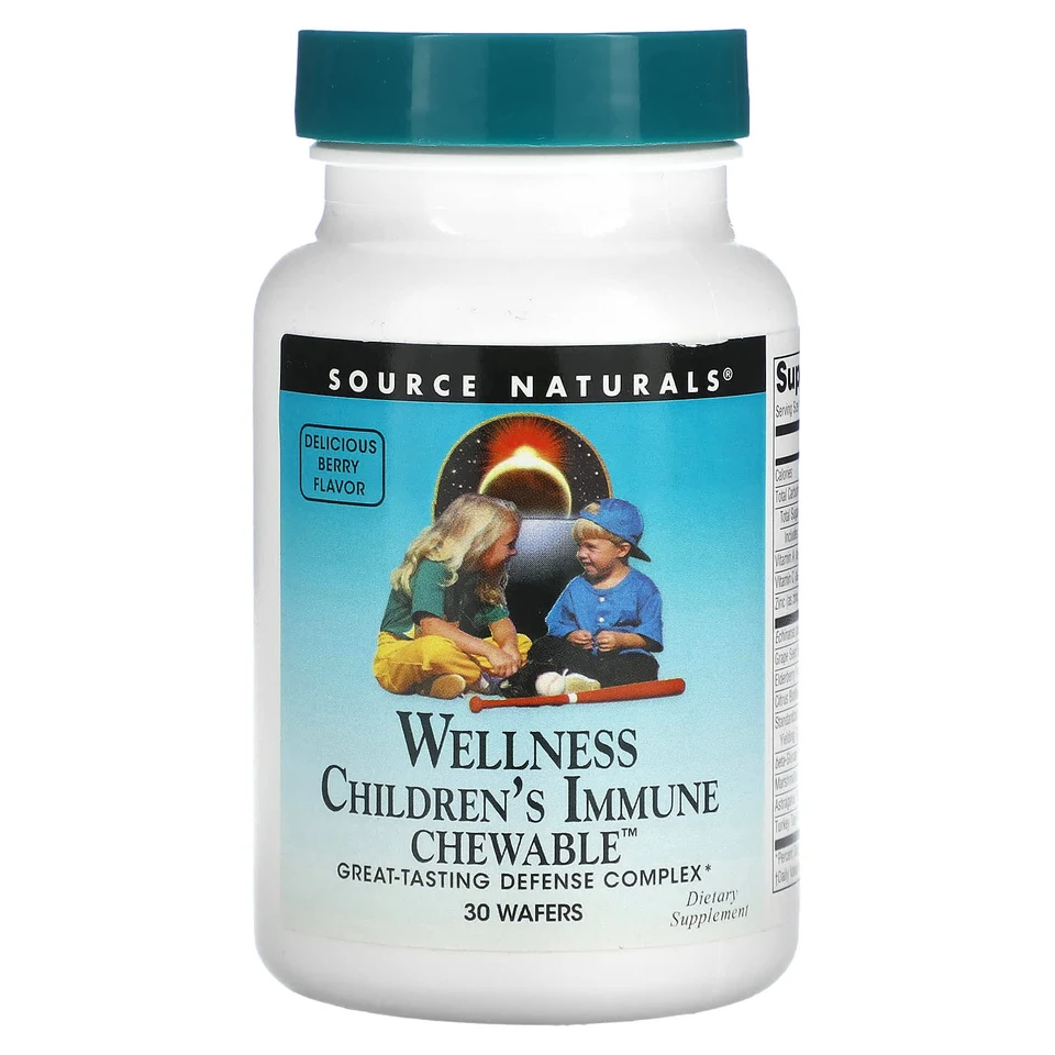 Детский Source Naturals Wellness Immune Chewable™ Delicious Berry, 30 Wafers