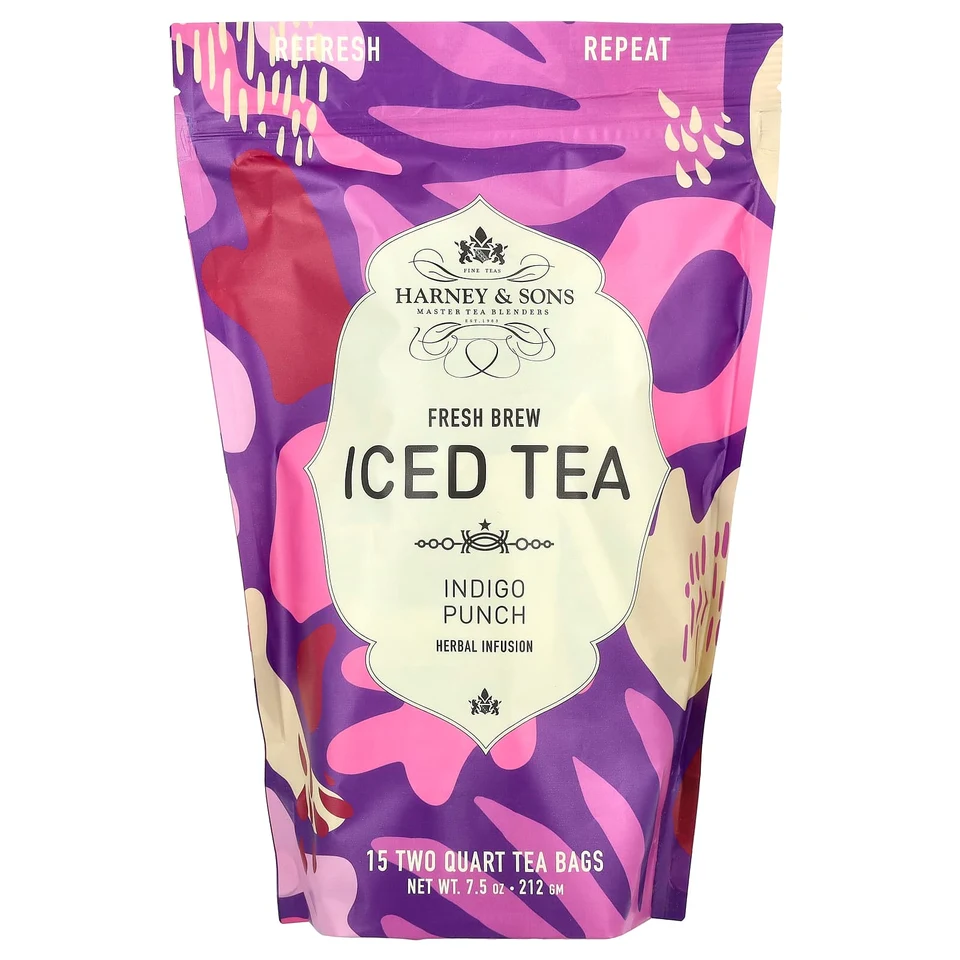 Чайные пакетики Harney & Sons Fresh Brew Iced Tea Indigo Punch 15 Two Quart, без кофеина, 212 г