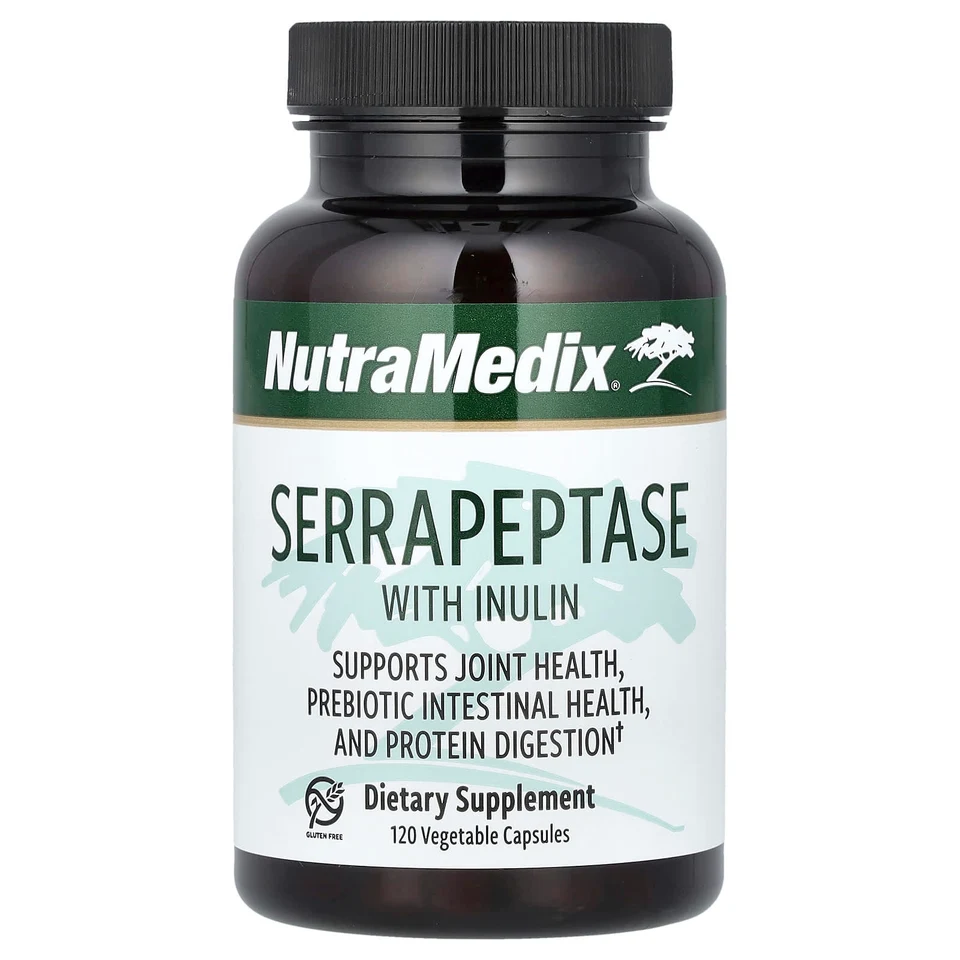 Серрапептаза NutraMedix with Inulin, 500 мг, 120 растительных капсул