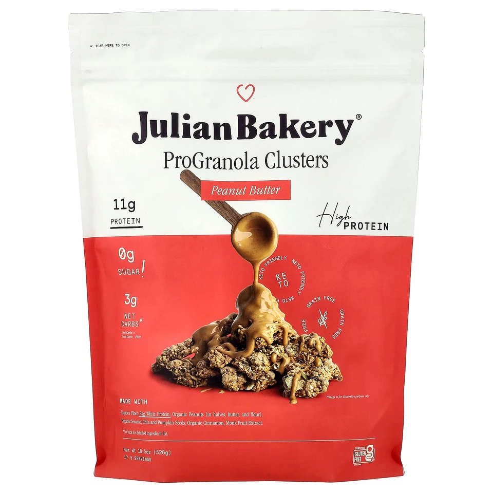 Арахисовая паста Julian Bakery ProGranola Clusters, 526 г