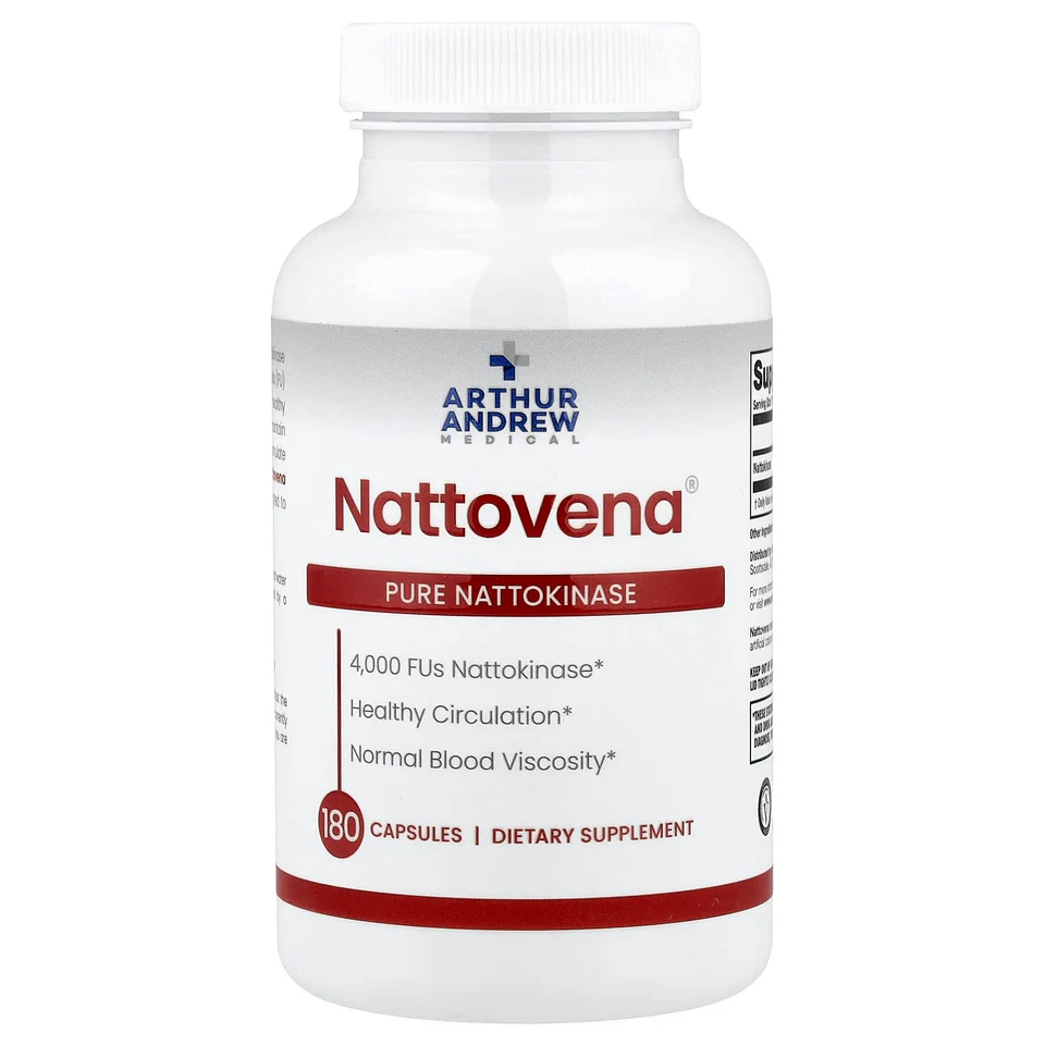 Наттокиназа Arthur Andrew Medical Nattovena® Pure 4,000 FU, 180 капсул