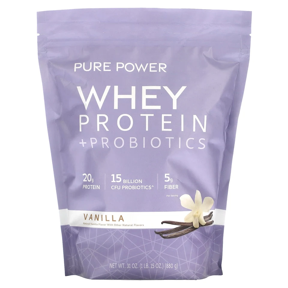 Сывороточный протеин Dr. Mercola Pure Power + Probiotics, вкус «ваниль», 880 г, 1 lb