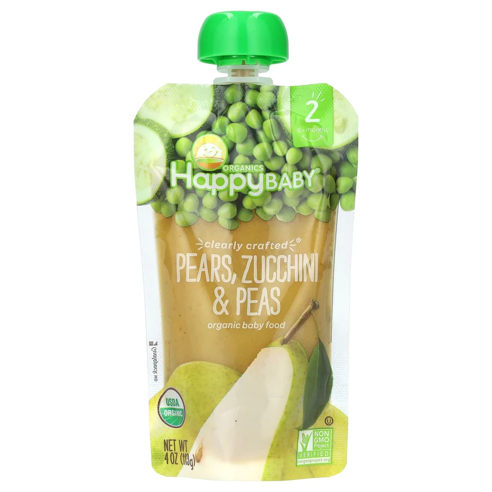 Детское питание Happy Family Organics Happy Baby® 6+ Months Zucchini & Peas, Pears, 113 г