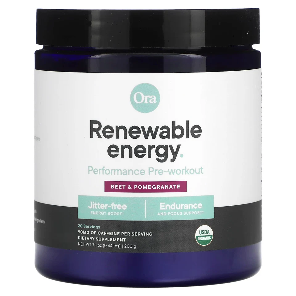 Предтренировочный комплекс Ora Renewable Energy Performance, Beet & Pomegranate, 200 г, 0.