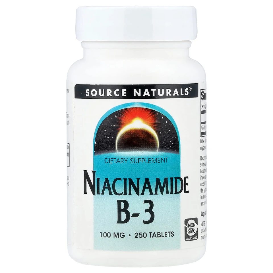 Ниацинамид Source Naturals B-3, 100 мг, 250 таблеток