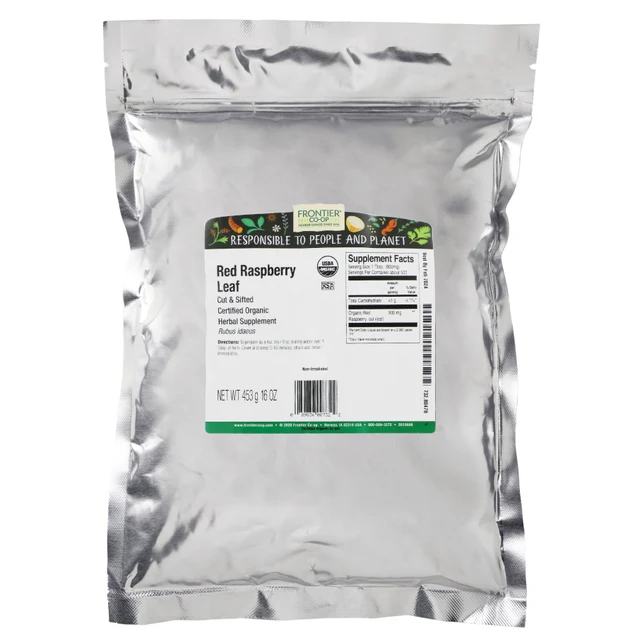 Листья малины Frontier Co-op, Organic Cut & Sifted Red Raspberry Leaf, 453 г