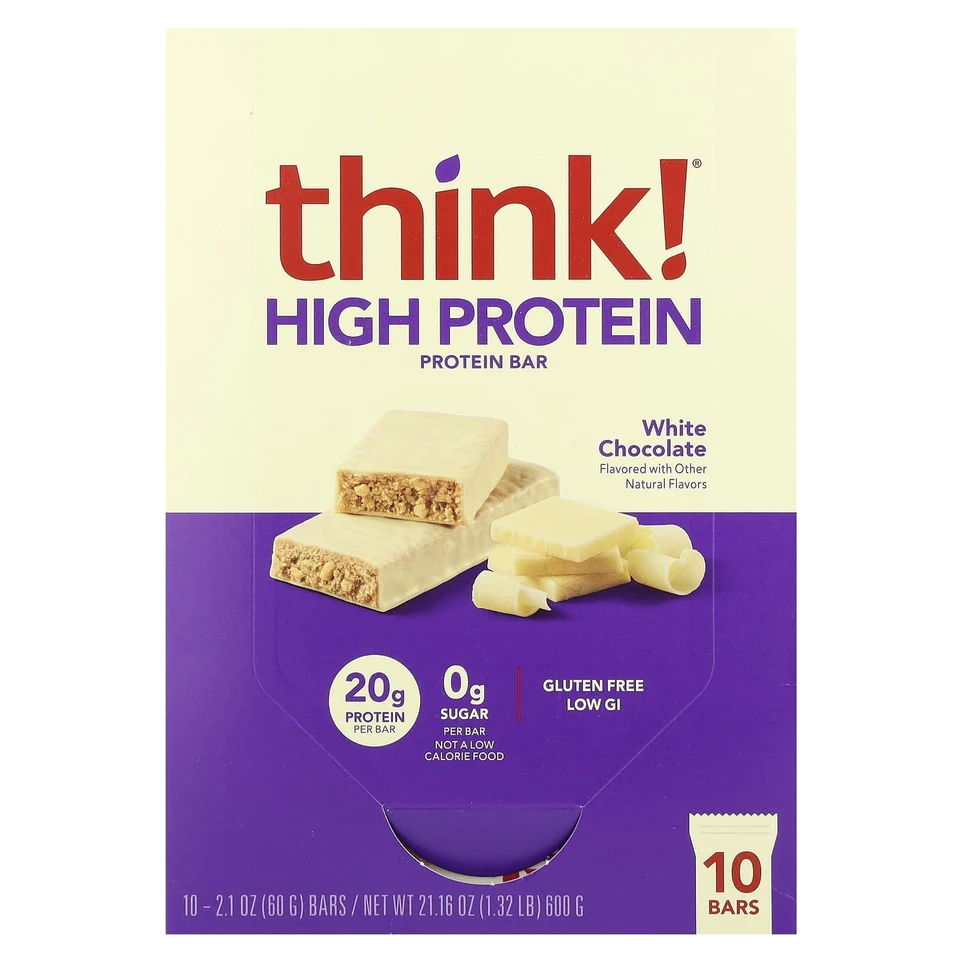Шоколад Think ! High Protein Bars White, 60 г, 10 шт., батончик