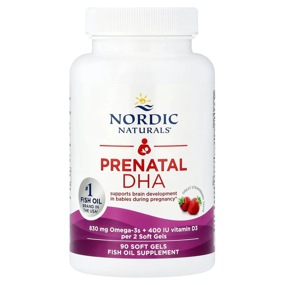 DHA для беременных Nordic Naturals Strawberry, 90 мягких капсул