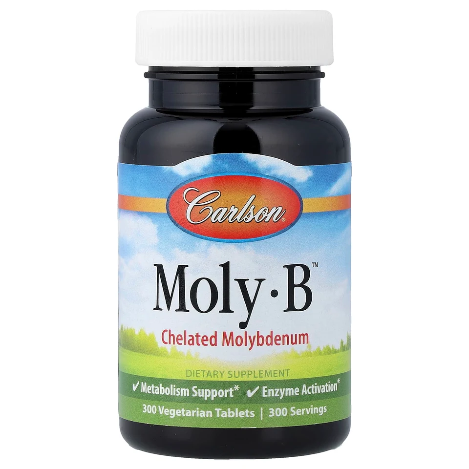 Молибден Carlson Moly-B™ Chelated, 500 мкг, 300 растительных таблеток