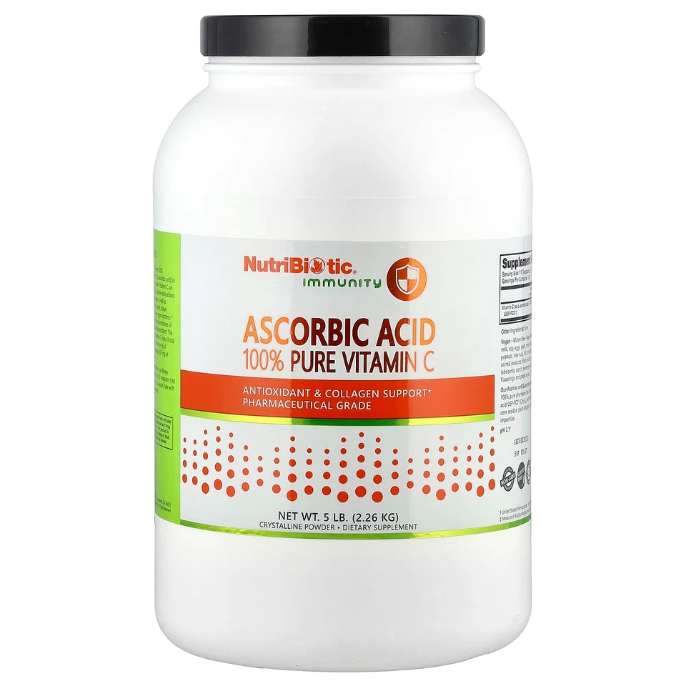 Витамин C NutriBiotic Immunity Ascorbic Acid 100% Pure Crystalline Powder, 2.26 кг, порошок