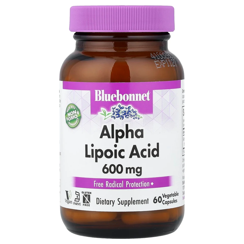 Альфа-липоевая кислота Bluebonnet Nutrition, 600 мг, 60 растительных капсул