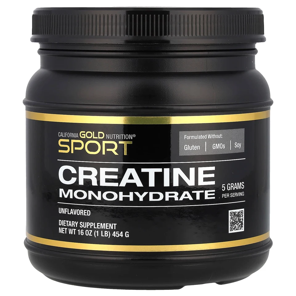 Креатин моногидрат California Gold Nutrition Sport Pure, без вкуса, 454 г