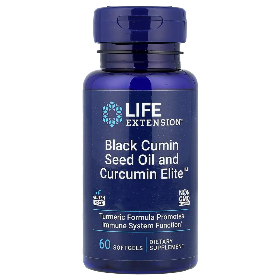 Куркумин Life Extension Black Cumin Seed Oil and Elite™, 60 мягких капсул