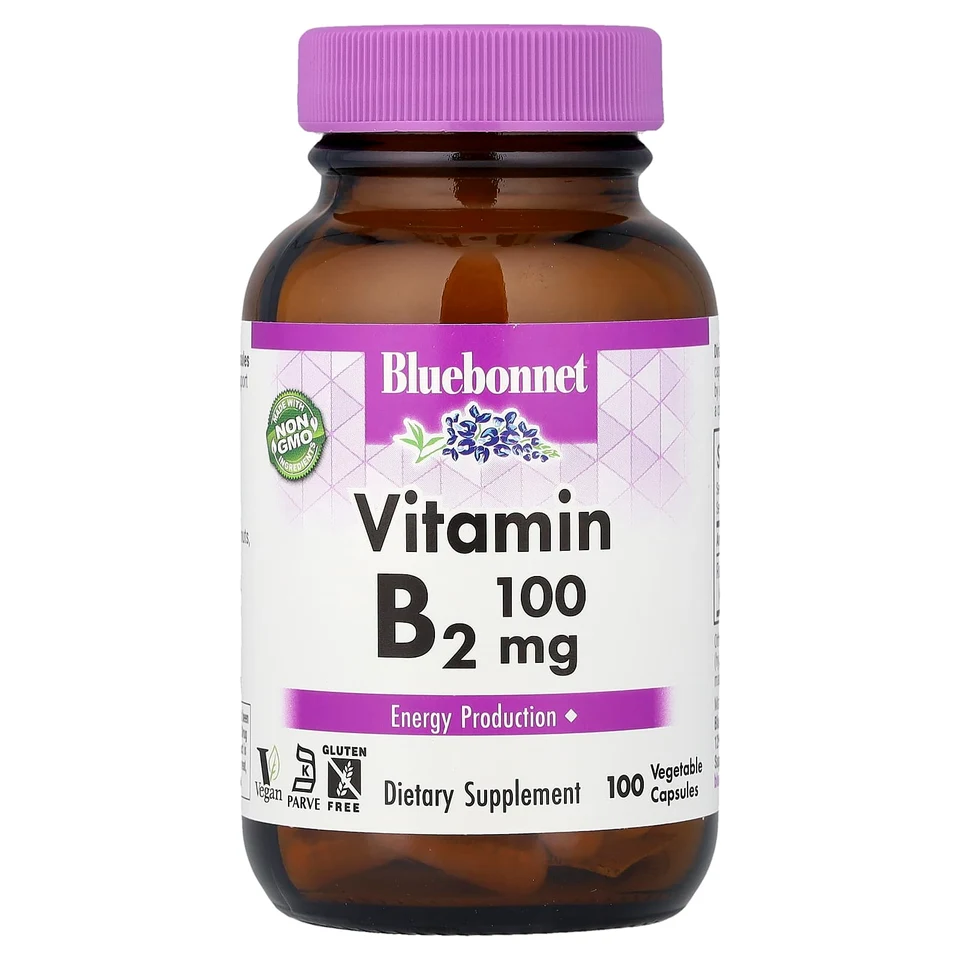 Витамин B2 Bluebonnet Nutrition, 100 мг, 100 растительных капсул