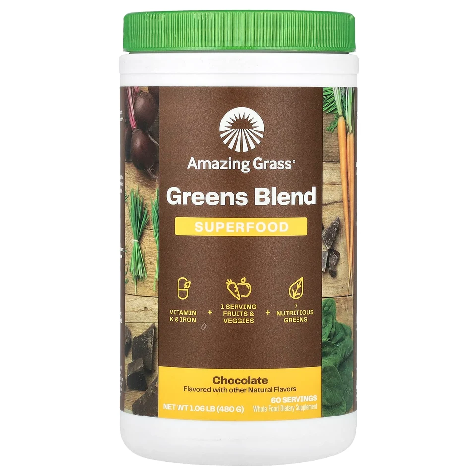 Зеленый комплекс Amazing Grass Superfood, вкус «шоколад», 480 г