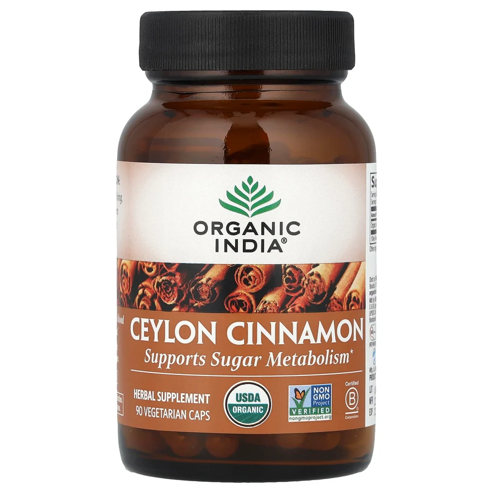 Корица Organic India, цейлонская корица, 325 мг, капсулы