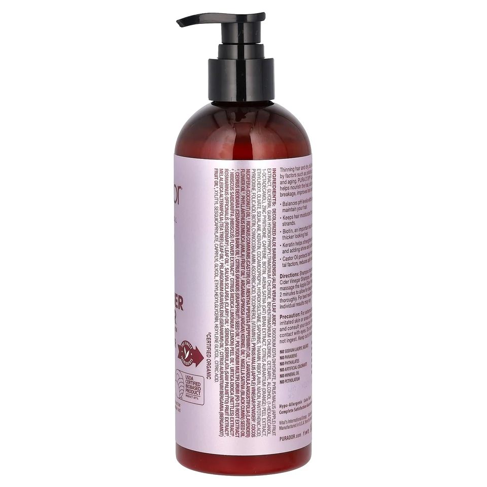 Яблочный уксус Pura D'or, аромат «Apple Cider Vinegar Thin2Thick Conditioner», 473 мл
