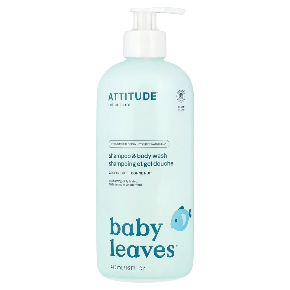 Детский гель для душа ATTITUDE Baby Leaves™ Shampoo & Good Night, 473 мл