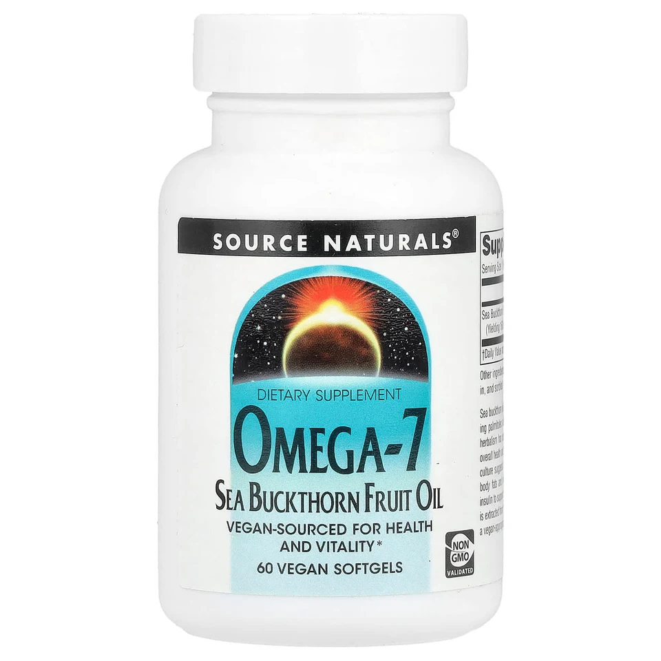 Масло Source Naturals Omega-7 Sea Buckthorn Fruit, 60 мягких капсул