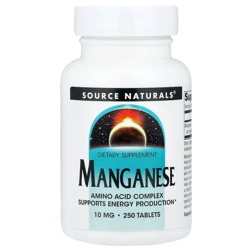 Марганец Source Naturals, 10 мг, 250 таблеток