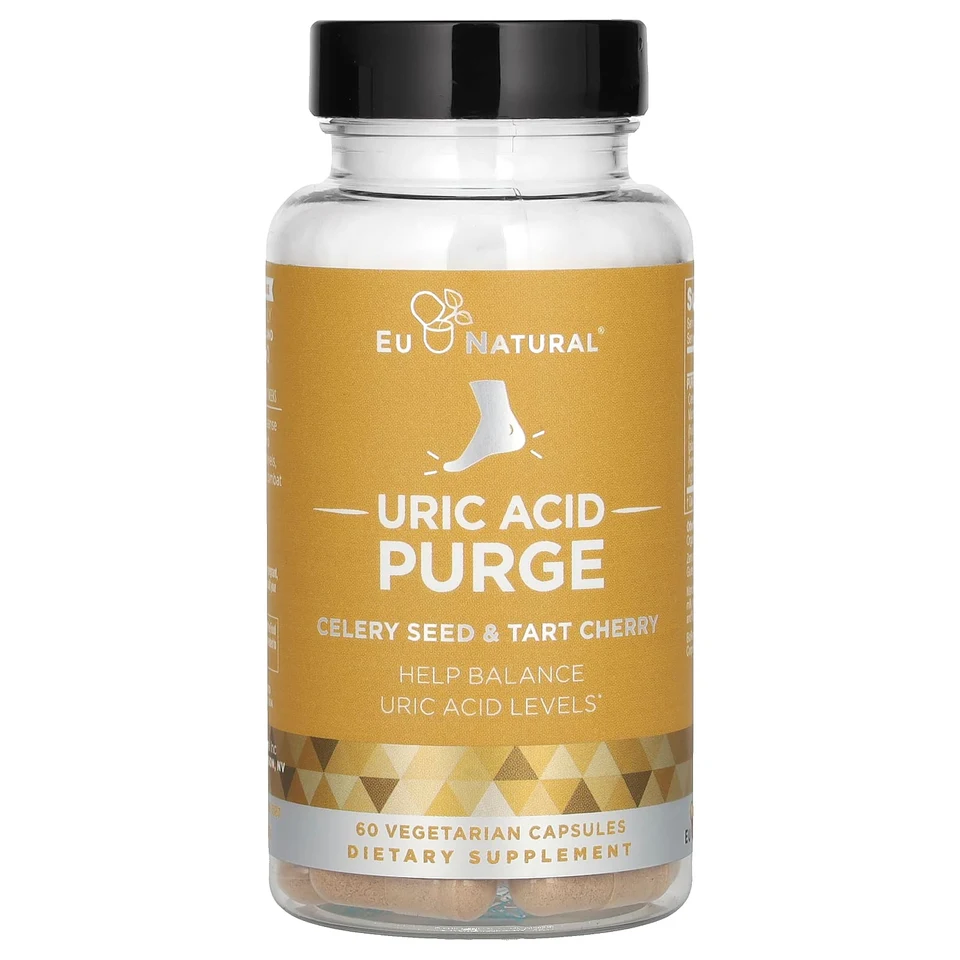 Семена сельдерея Eu Natural Uric Acid Purge, Celery Seed & Tart Cherry, 60 растительных капсул