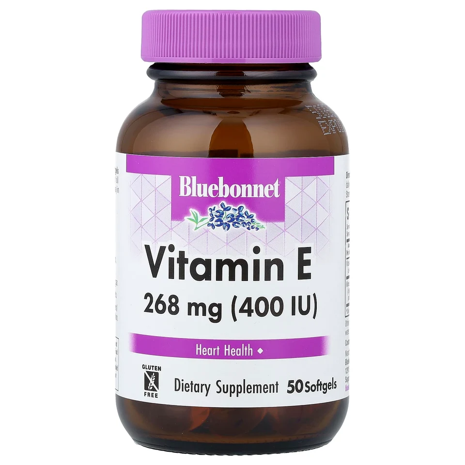 Витамин E Bluebonnet Nutrition, 400 МЕ, 268 мг, 50 мягких капсул