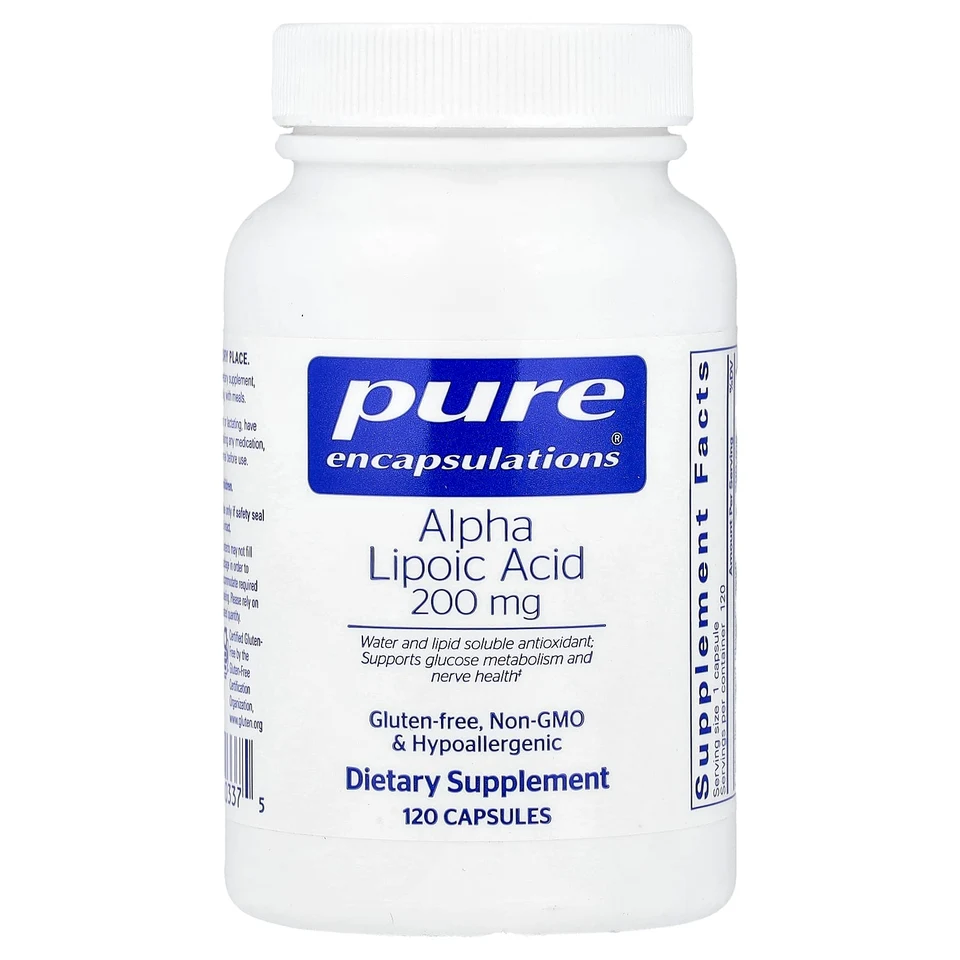 Альфа-липоевая кислота Pure Encapsulations, 200 мг, 120 капсул