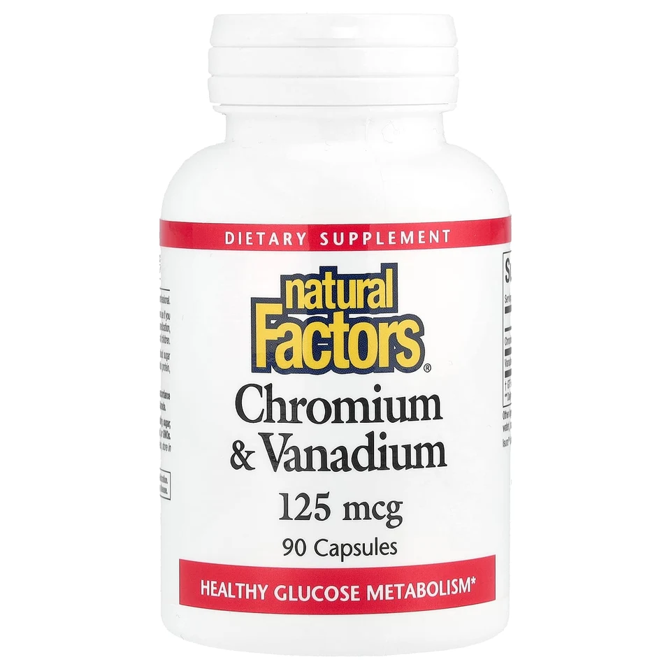 Хром Natural Factors & Vanadium, 125 мкг, 90 капсул