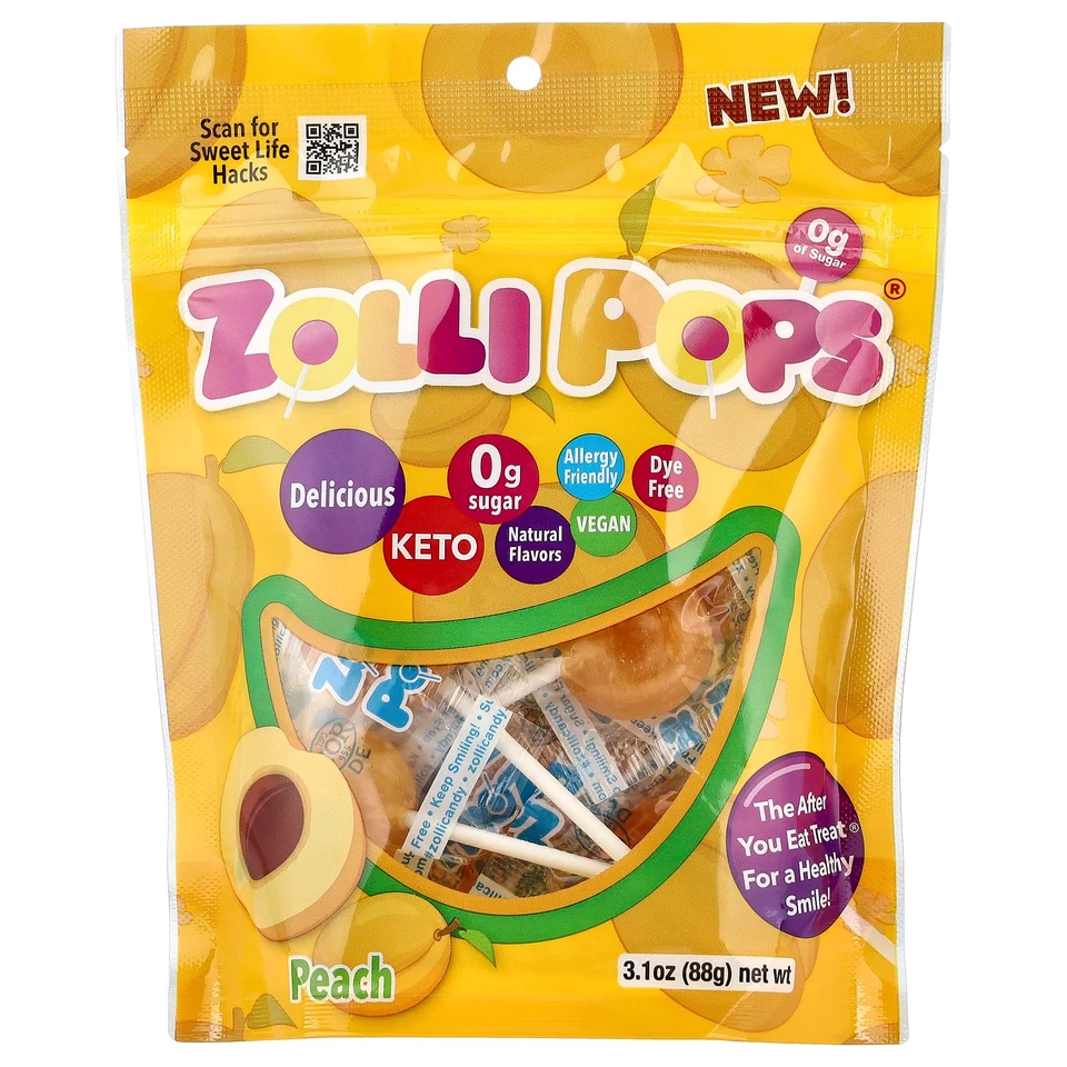 Чистящие леденцы Zollipops, персик, 88 г