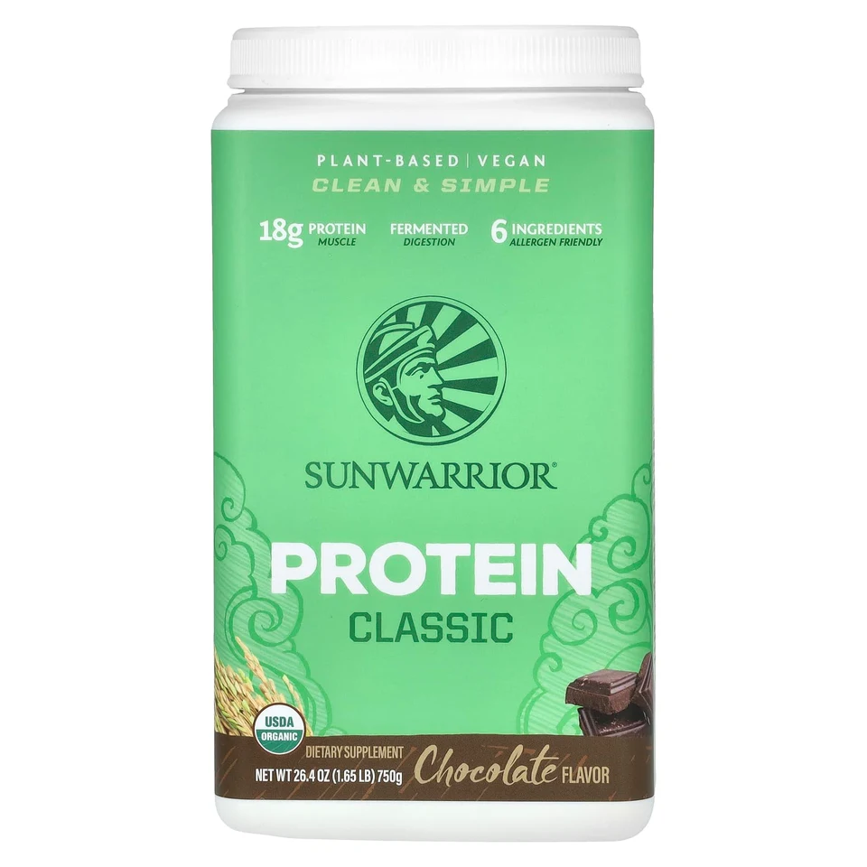 Шоколад Sunwarrior Classic Protein, вкус «шоколад», 750 г, 1.