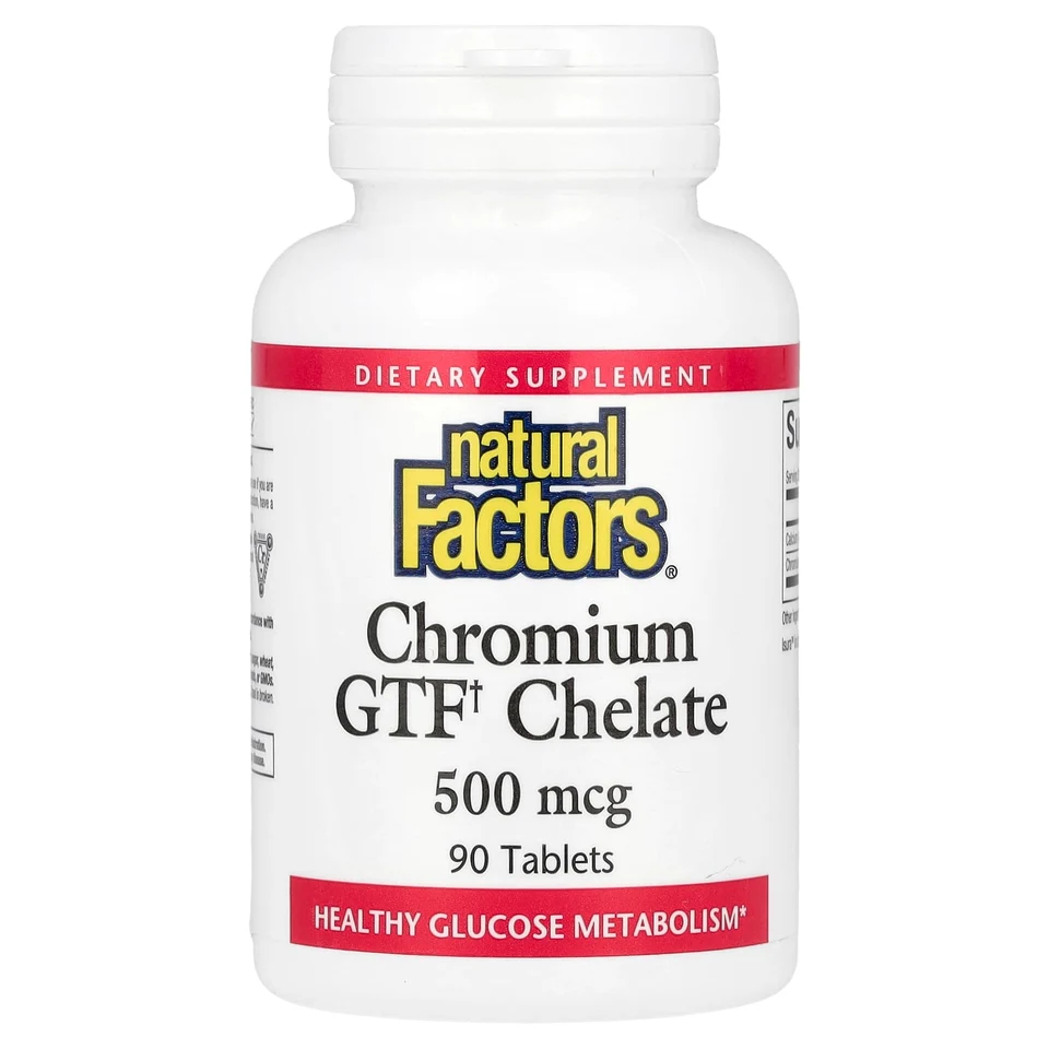 Хром Natural Factors GTF Chelate, 500 мкг, 90 таблеток