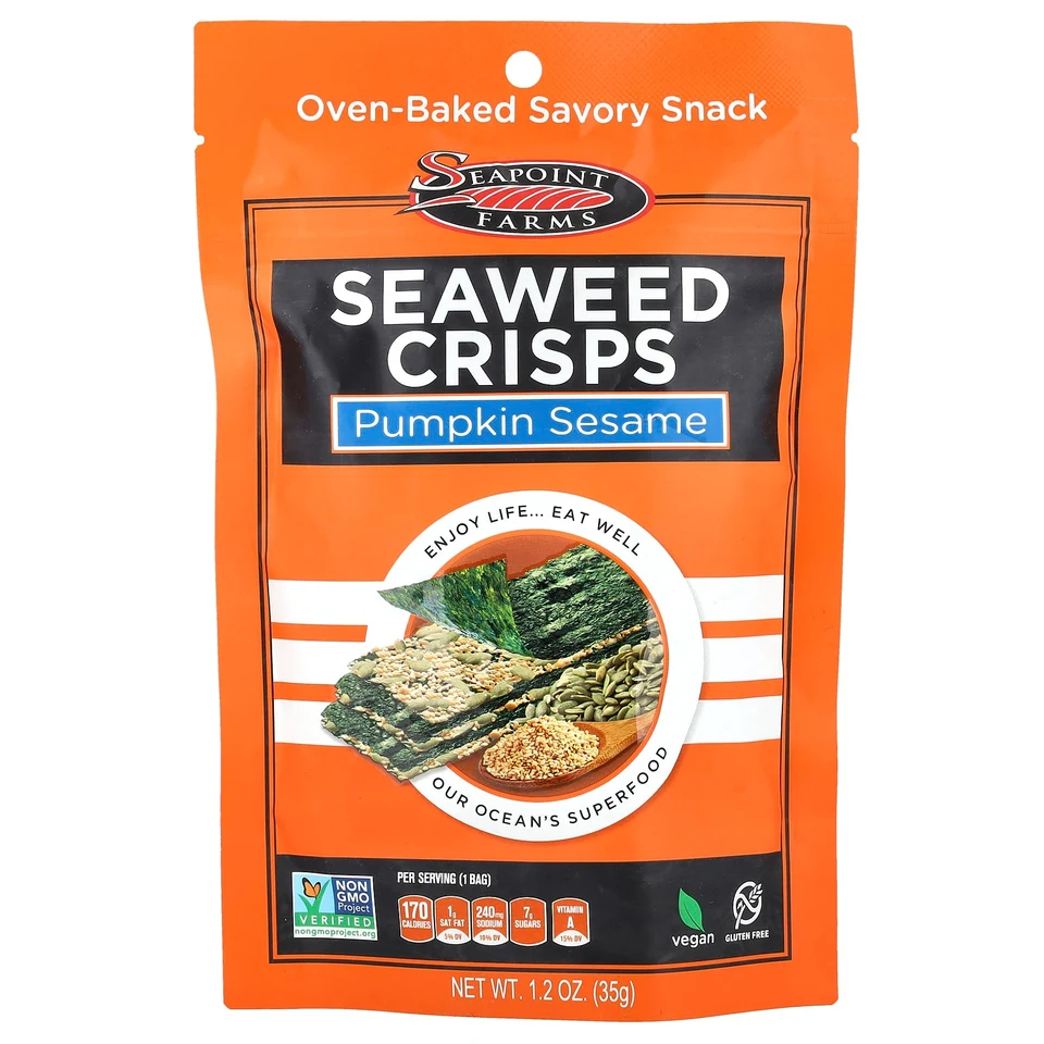Снеки из водорослей Seapoint Farms, тыква и кунжут, 35 г