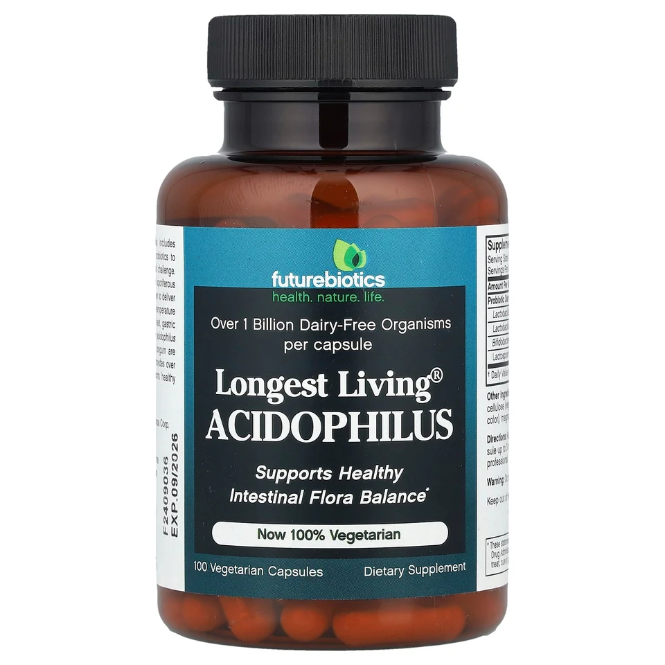 Пробиотик ацидофилус Futurebiotics Longest Living®, 100 растительных капсул