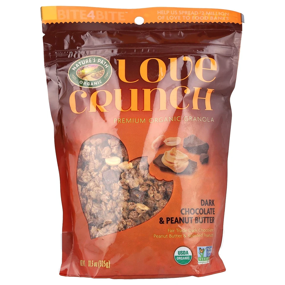 Темный шоколад Nature's Path Love Crunch® Premium Organic Granola, Dark Chocolate & Peanut Butter, 325 г