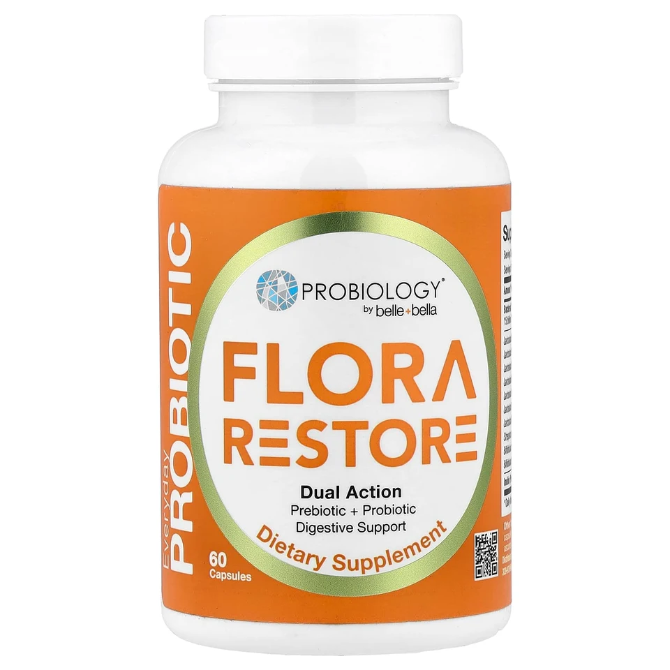 Пробиотик Probiology®, Flora Restore, 15 миллиардов КОЕ, 60 капсул