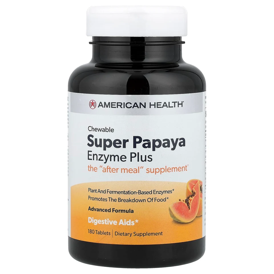Фермент American Health Super Papaya Plus Chewable, 180 таблеток