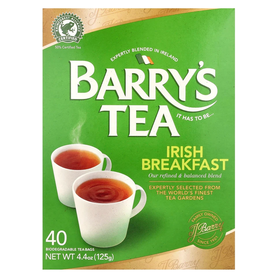 Чай Barry's Tea Irish Breakfast, 40 чайных пакетиков, 125 г, чайные пакетики