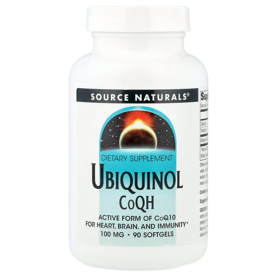 Убихинол Source Naturals CoQH, 100 мг, 90 мягких капсул