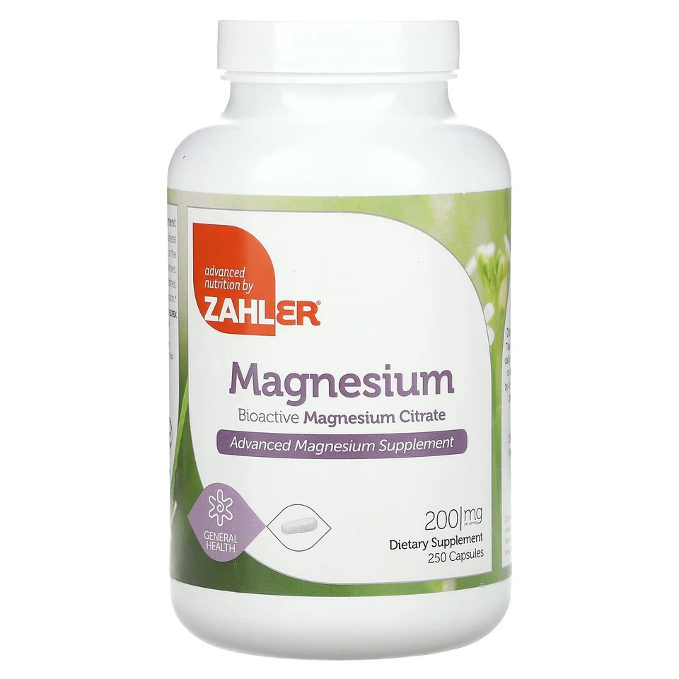 Магний цитрат Zahler Magnesium Bioactive, 200 мг, 250 капсул