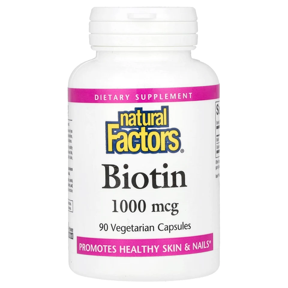Биотин Natural Factors, 1000 мкг, 90 растительных капсул