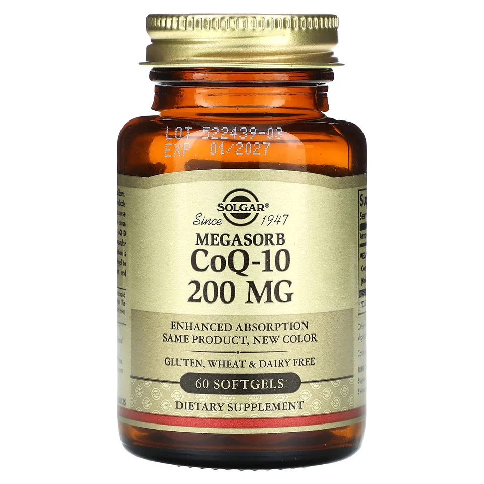 Коэнзим Q10 Solgar Megasorb, 200 мг, 60 мягких капсул