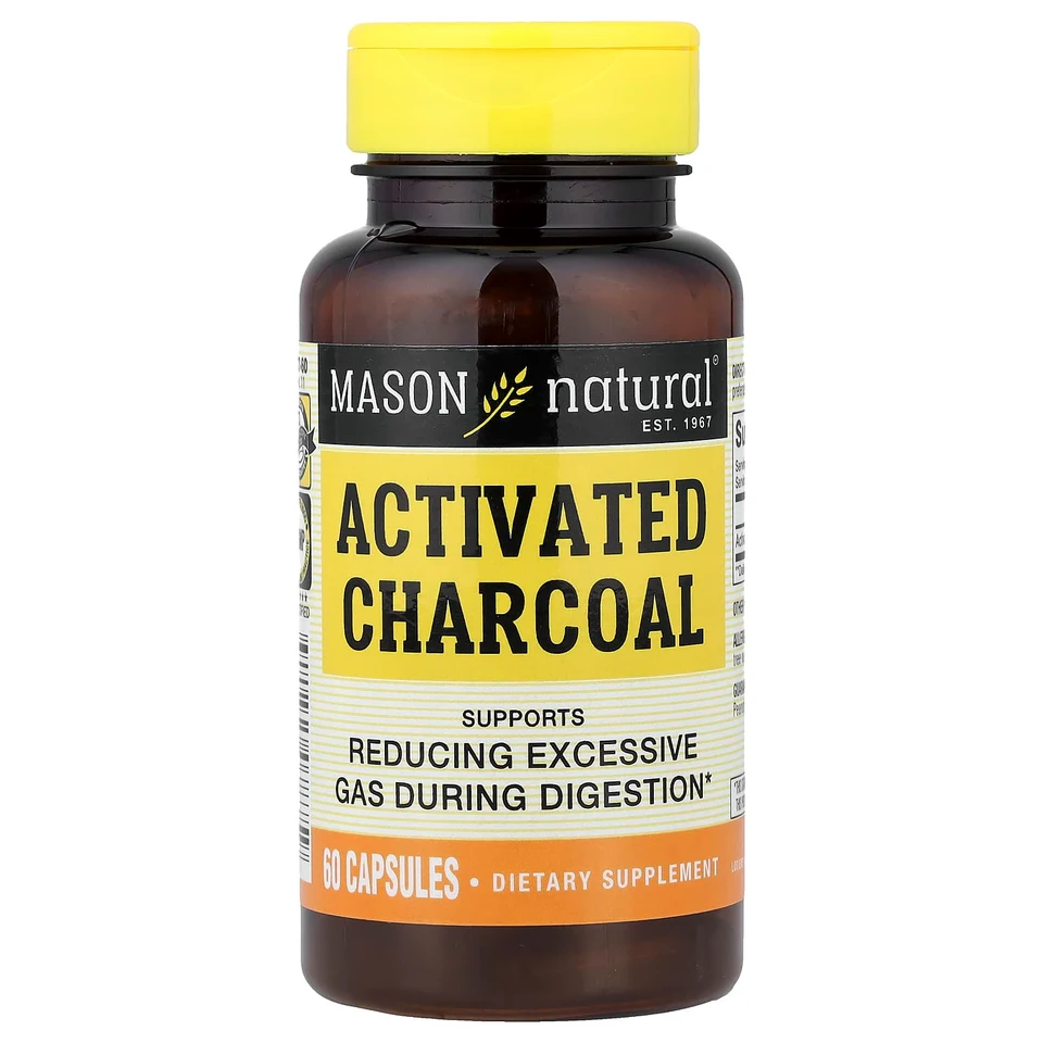 Активированный уголь Mason Natural, 260 мг, 60 капсул