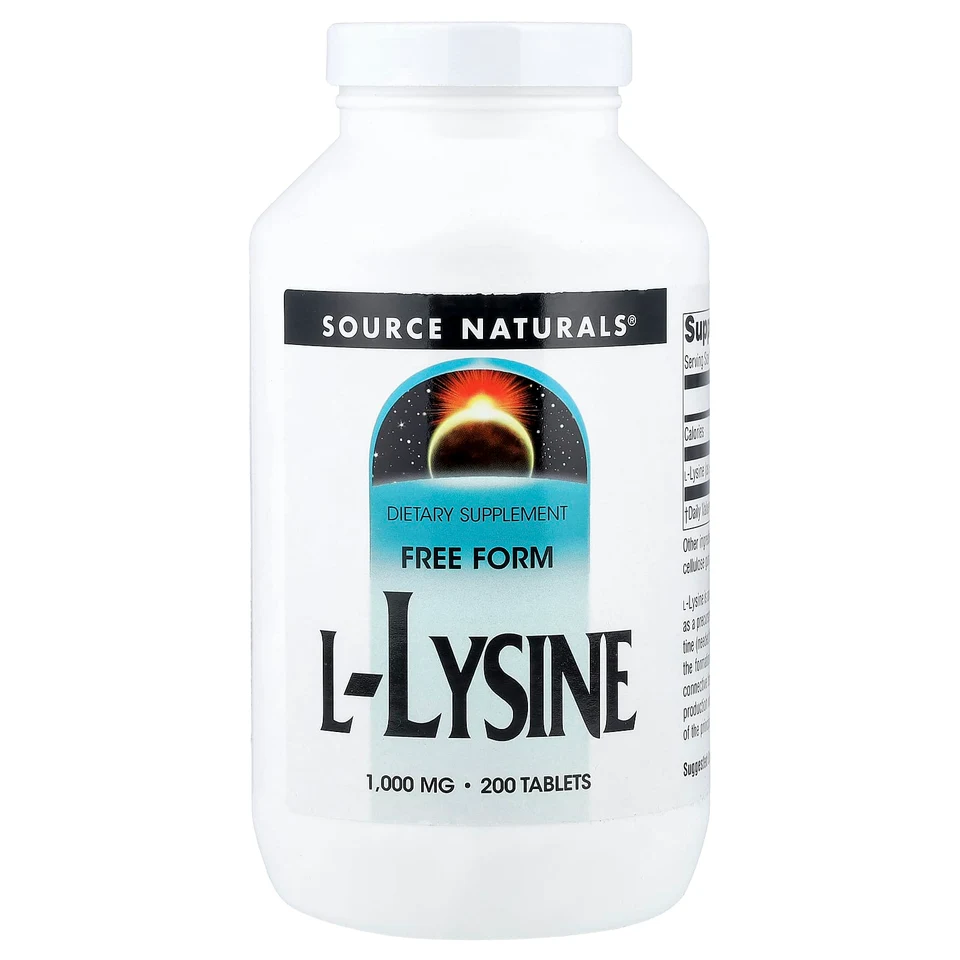 L-лизин Source Naturals L-Lysine, 1000 мг, 200 таблеток